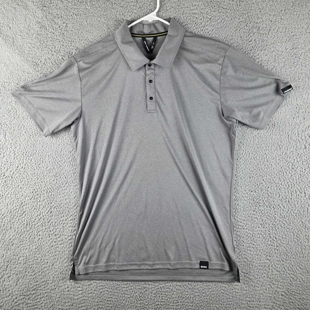 Truewerk Edo Polo Mens Medium Gray Performance Stretch Short Sleeve Shirt NWT